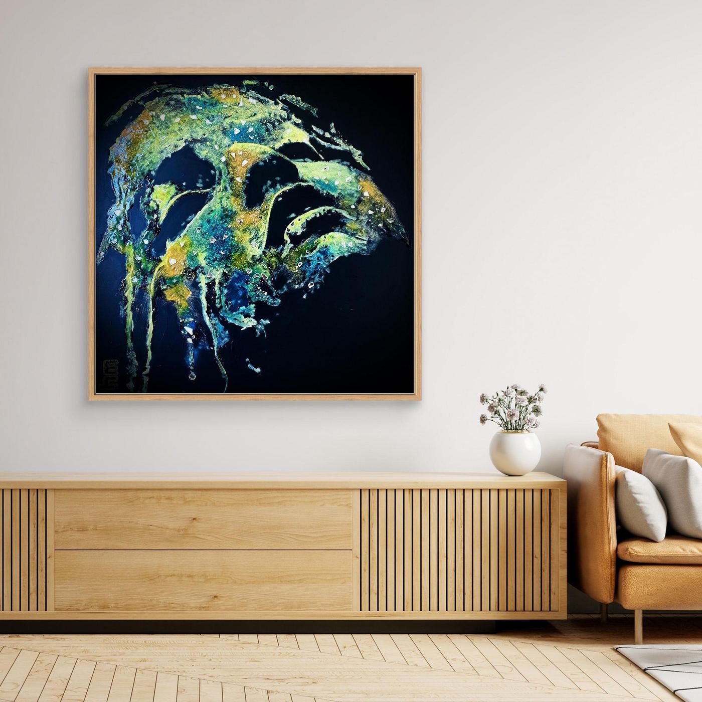 HM-ART1532- Your Ocean Green mask only weeps in the dark
