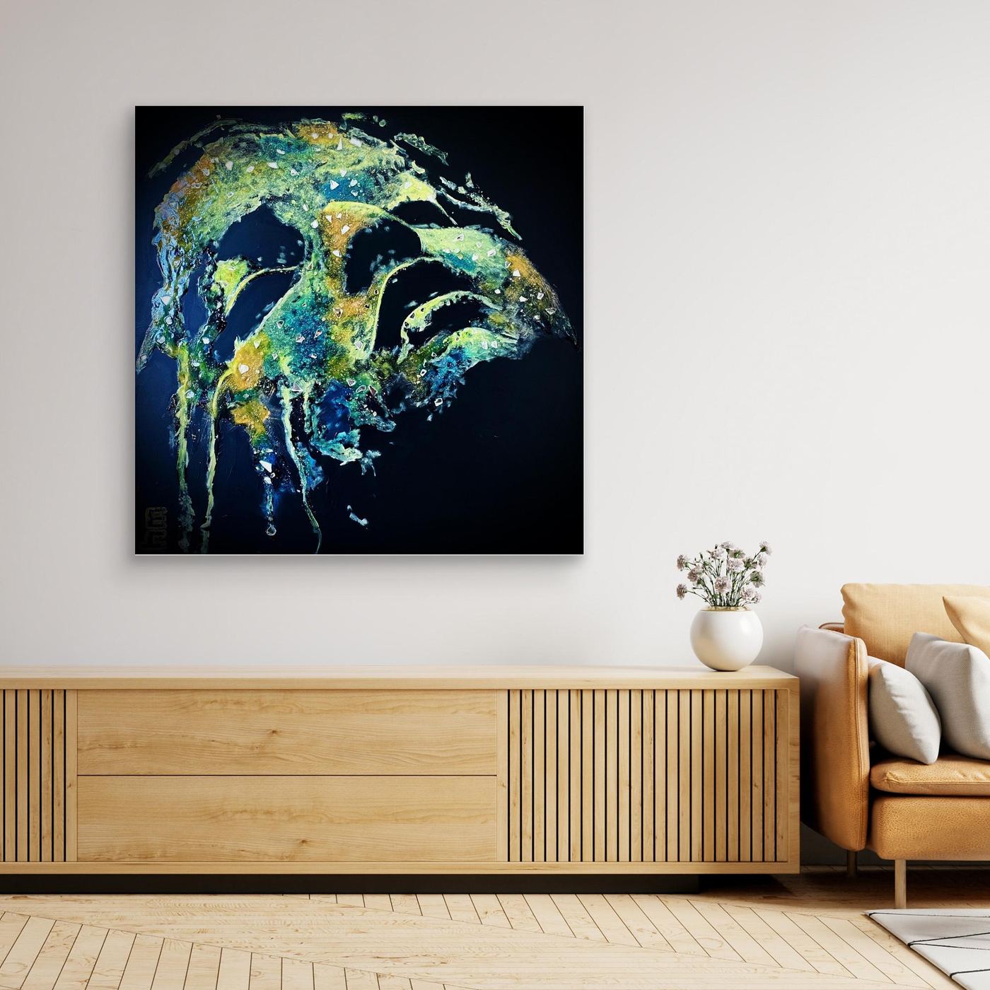 HM-ART1532- Your Ocean Green mask only weeps in the dark