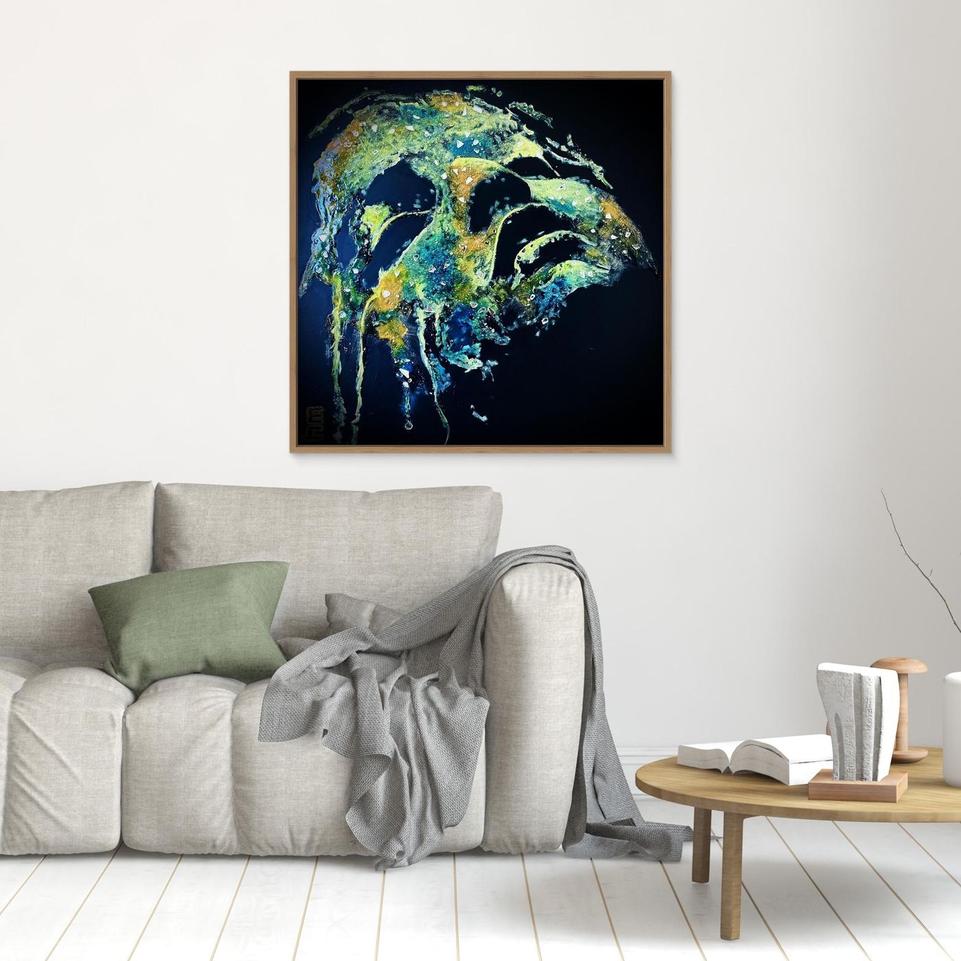 HM-ART1532- Your Ocean Green mask only weeps in the dark