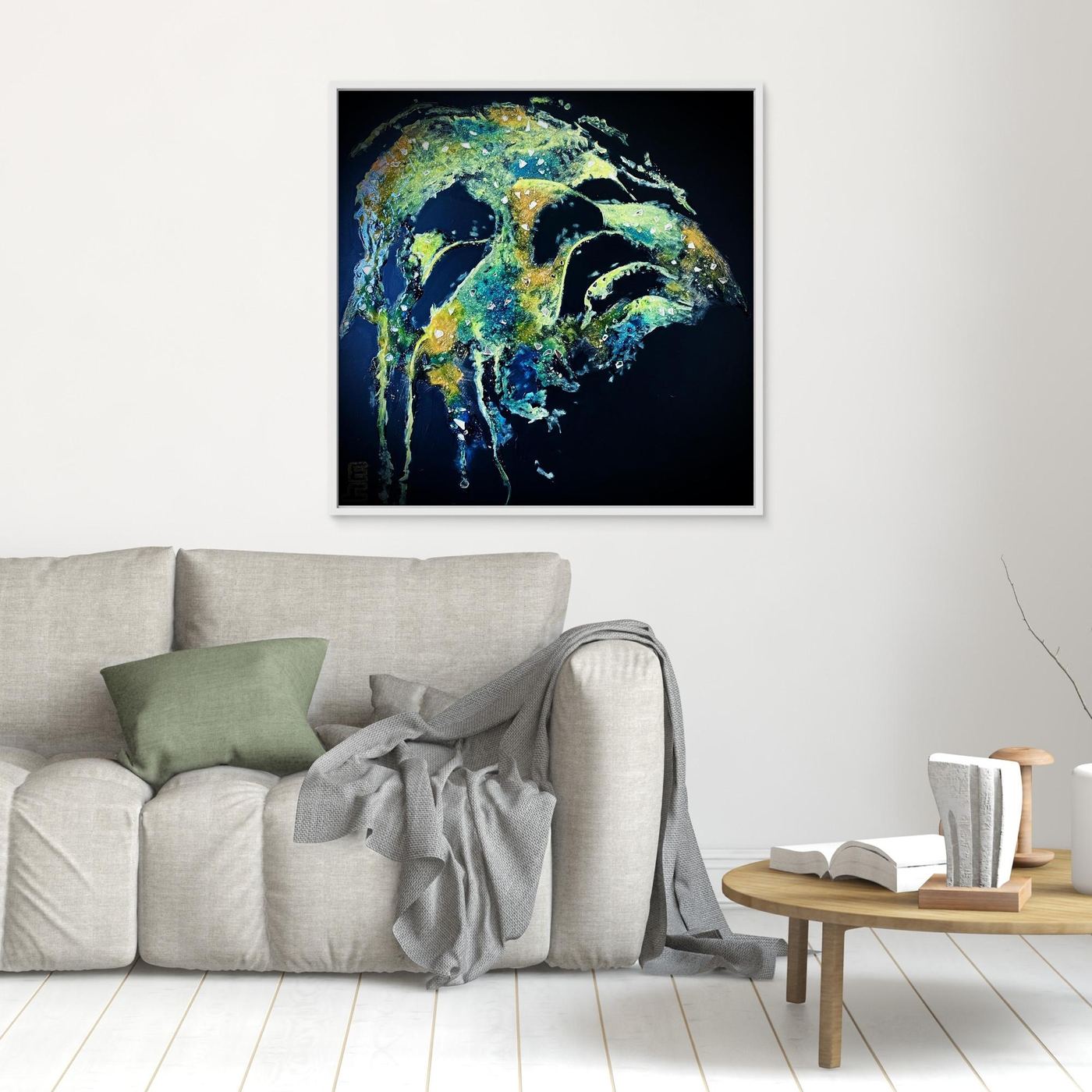 HM-ART1532- Your Ocean Green mask only weeps in the dark