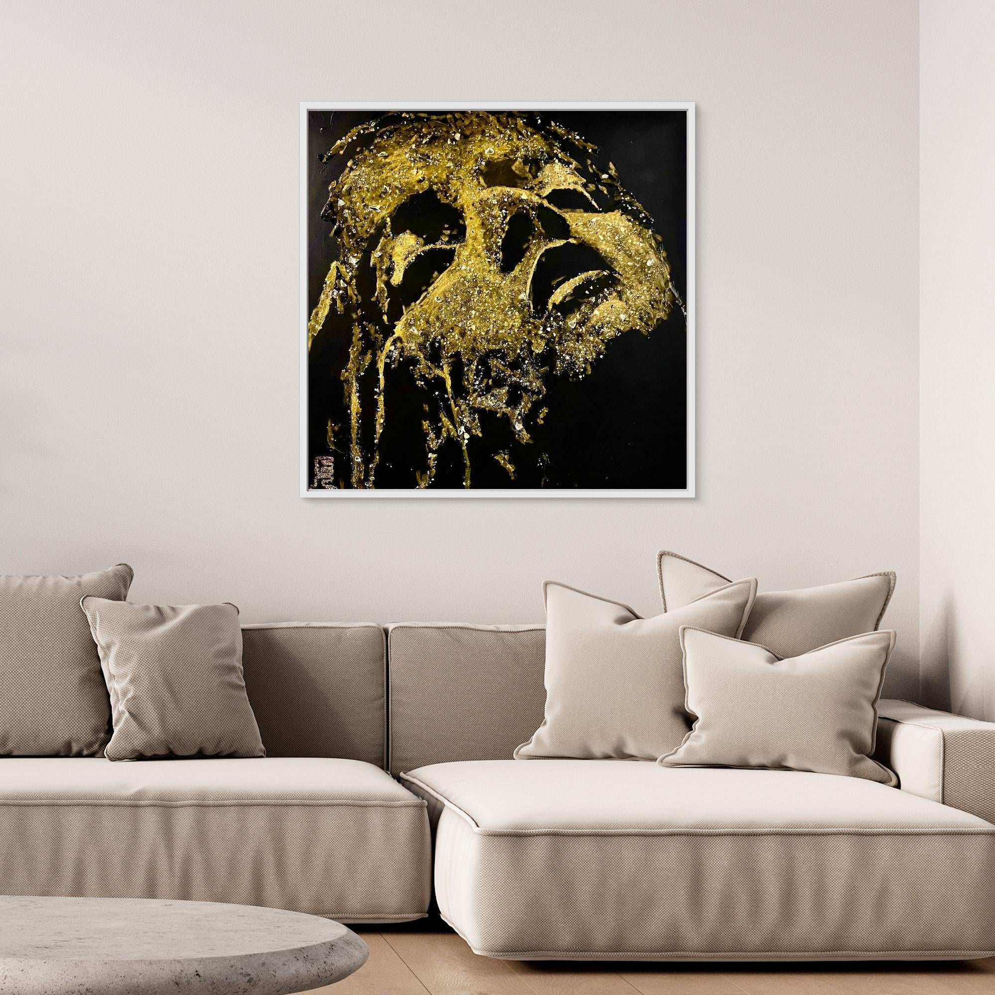 HM-ART1530- Your mask only weeps in the dark- GOLD 