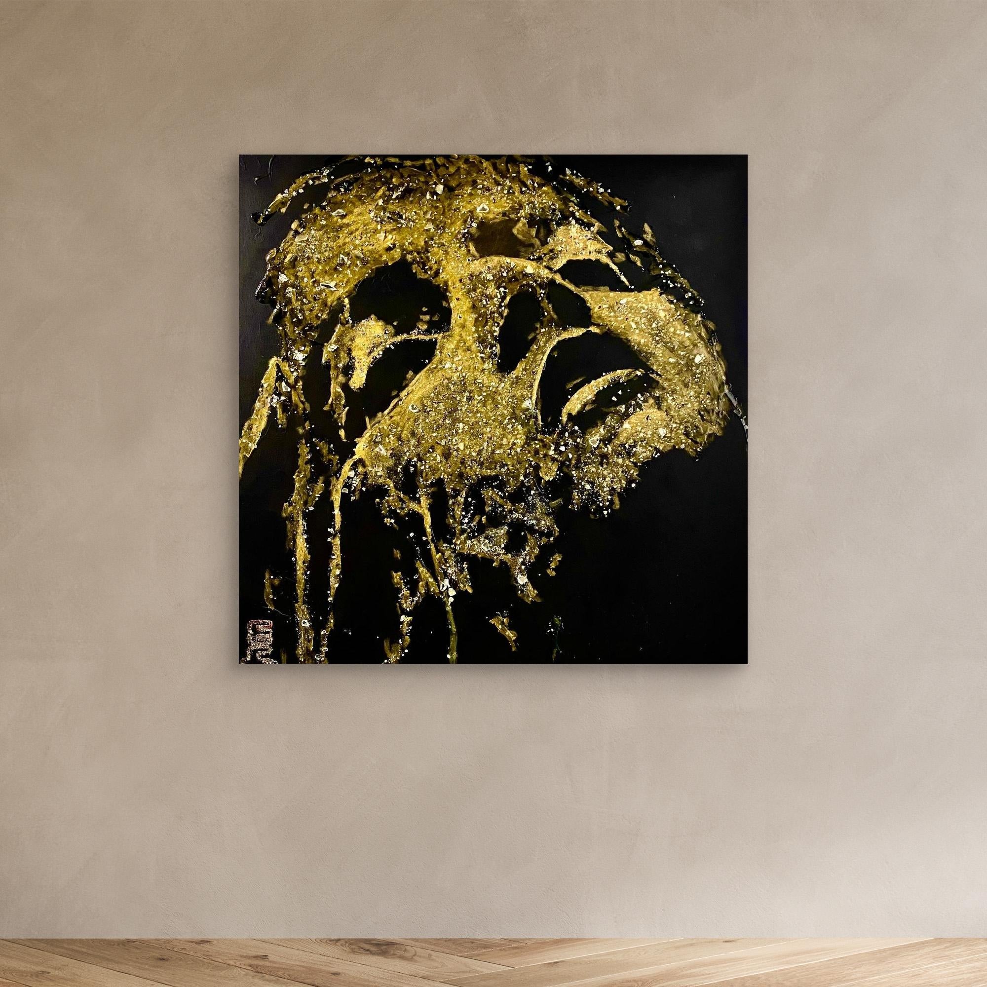 HM-ART1530- Your mask only weeps in the dark- GOLD 