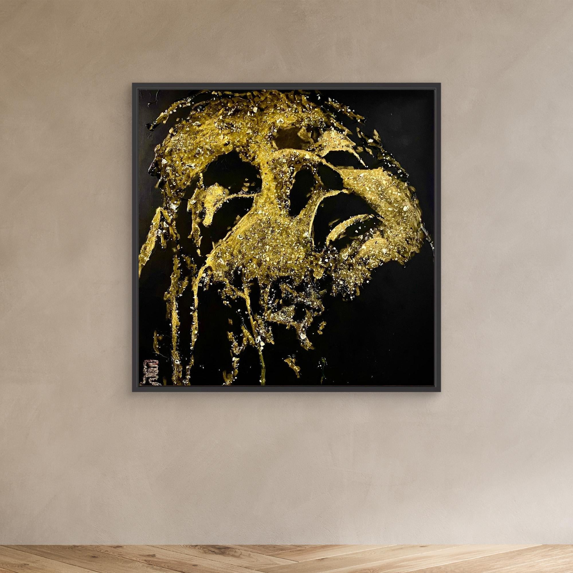 HM-ART1530- Your mask only weeps in the dark- GOLD 