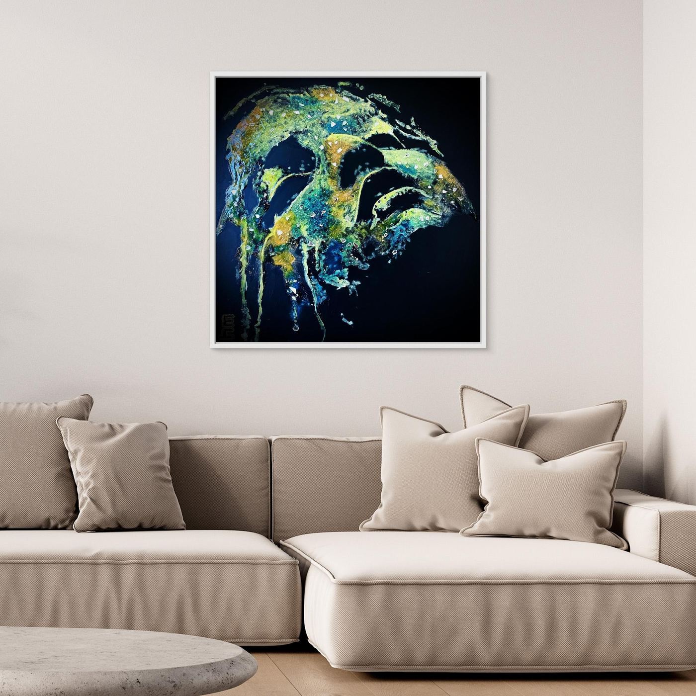HM-ART1532- Your Ocean Green mask only weeps in the dark