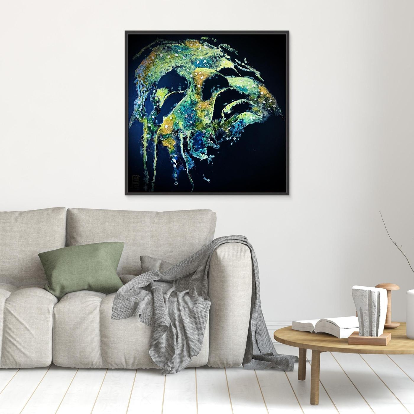 HM-ART1532- Your Ocean Green mask only weeps in the dark