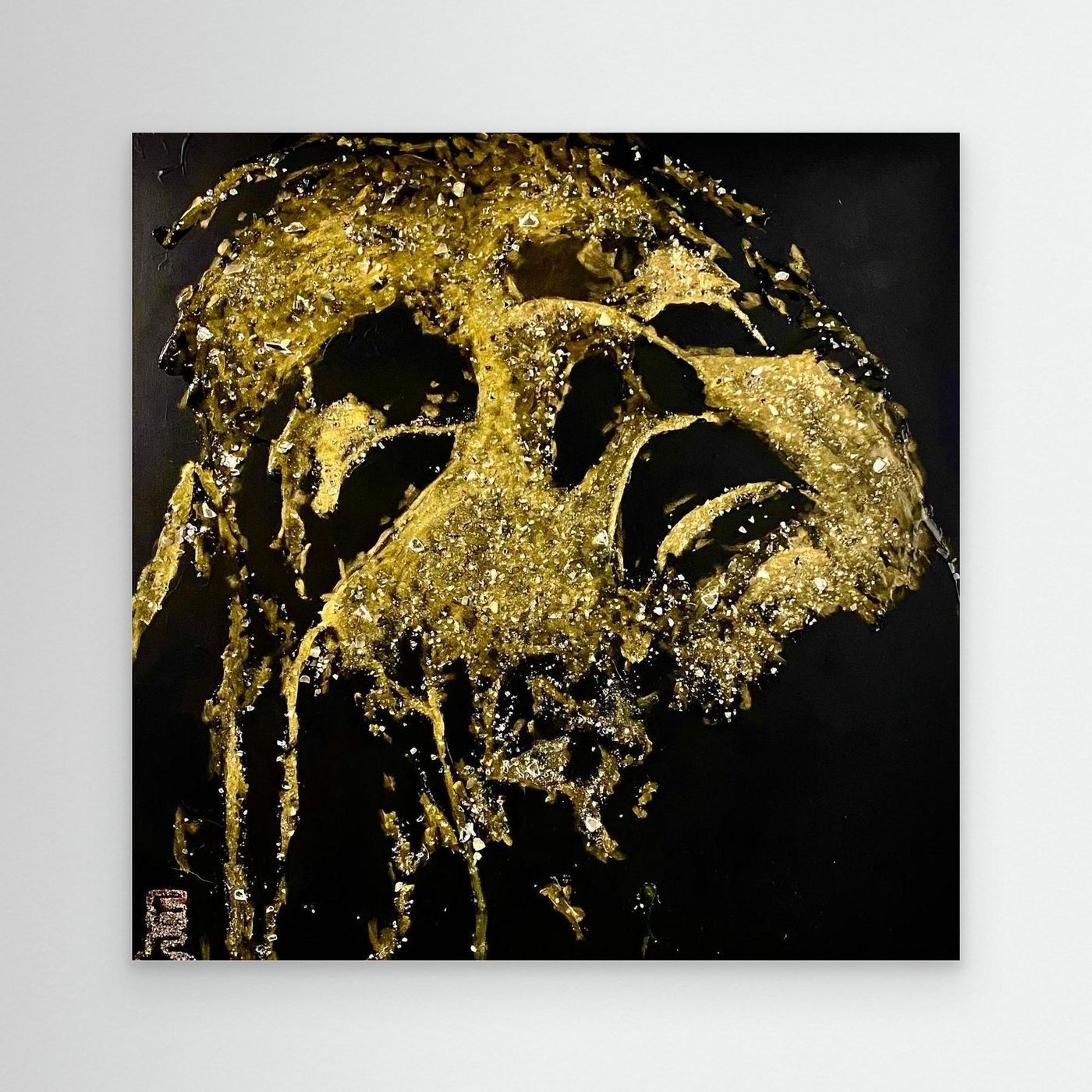 HM-ART1530- Your Ancient Gold mask only weeps in the dark- GOLD 