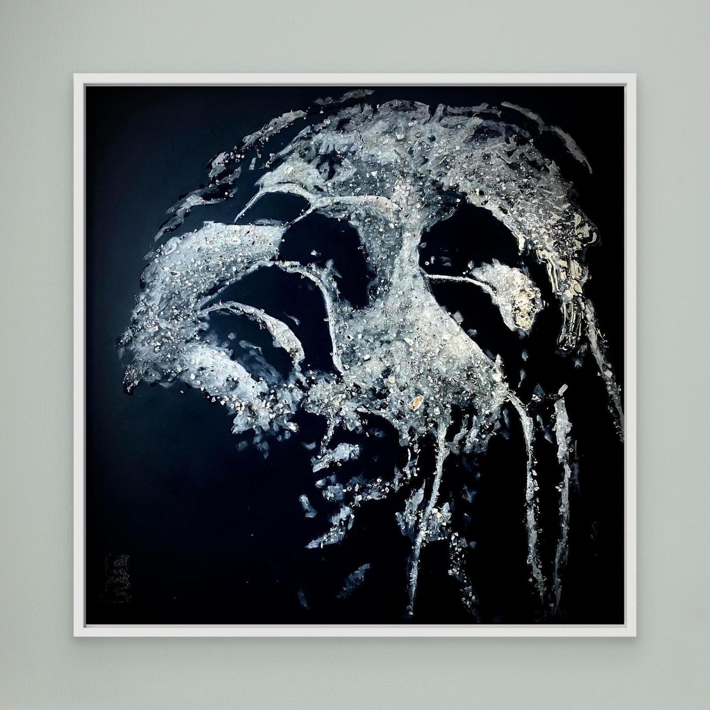 HM-ART1531- Your Silver Ash mask only weeps in the dark- SILVER