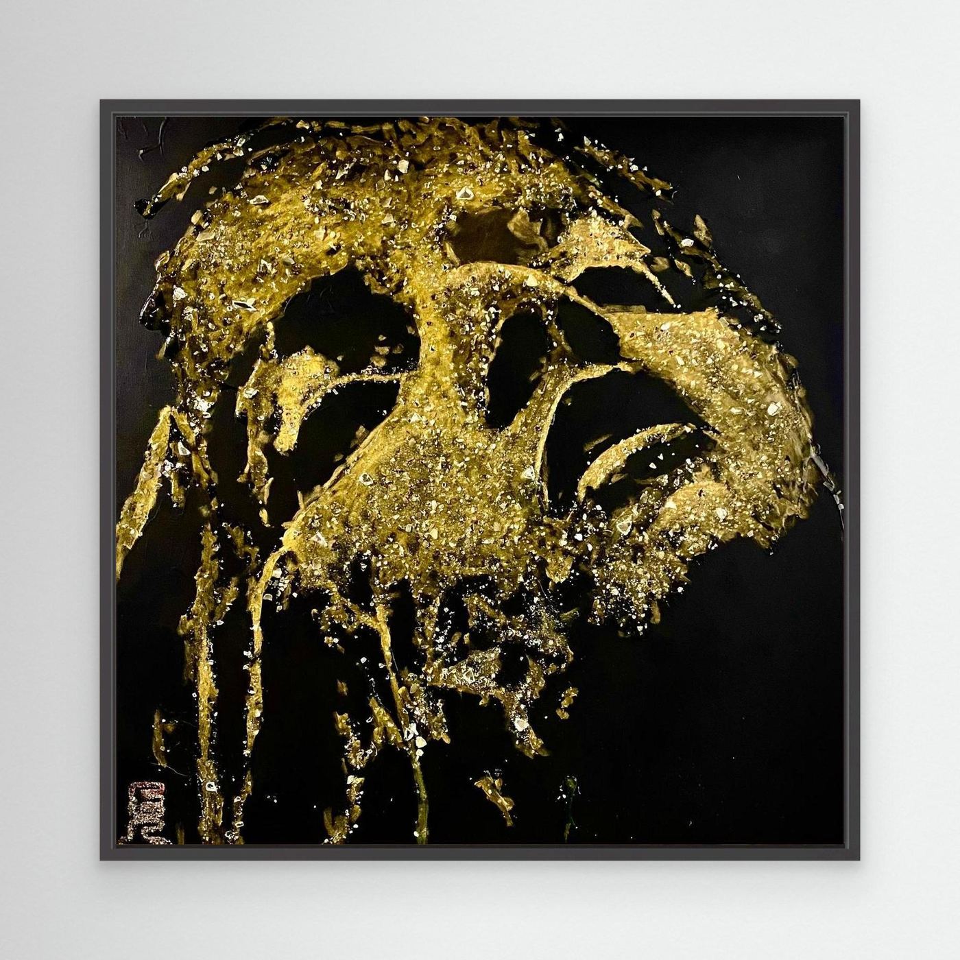 HM-ART1530- Your Ancient Gold mask only weeps in the dark- GOLD 