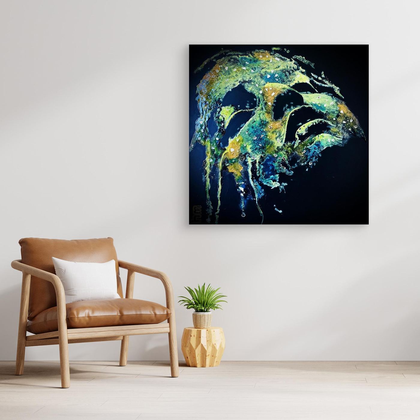 HM-ART1532- Your Ocean Green mask only weeps in the dark