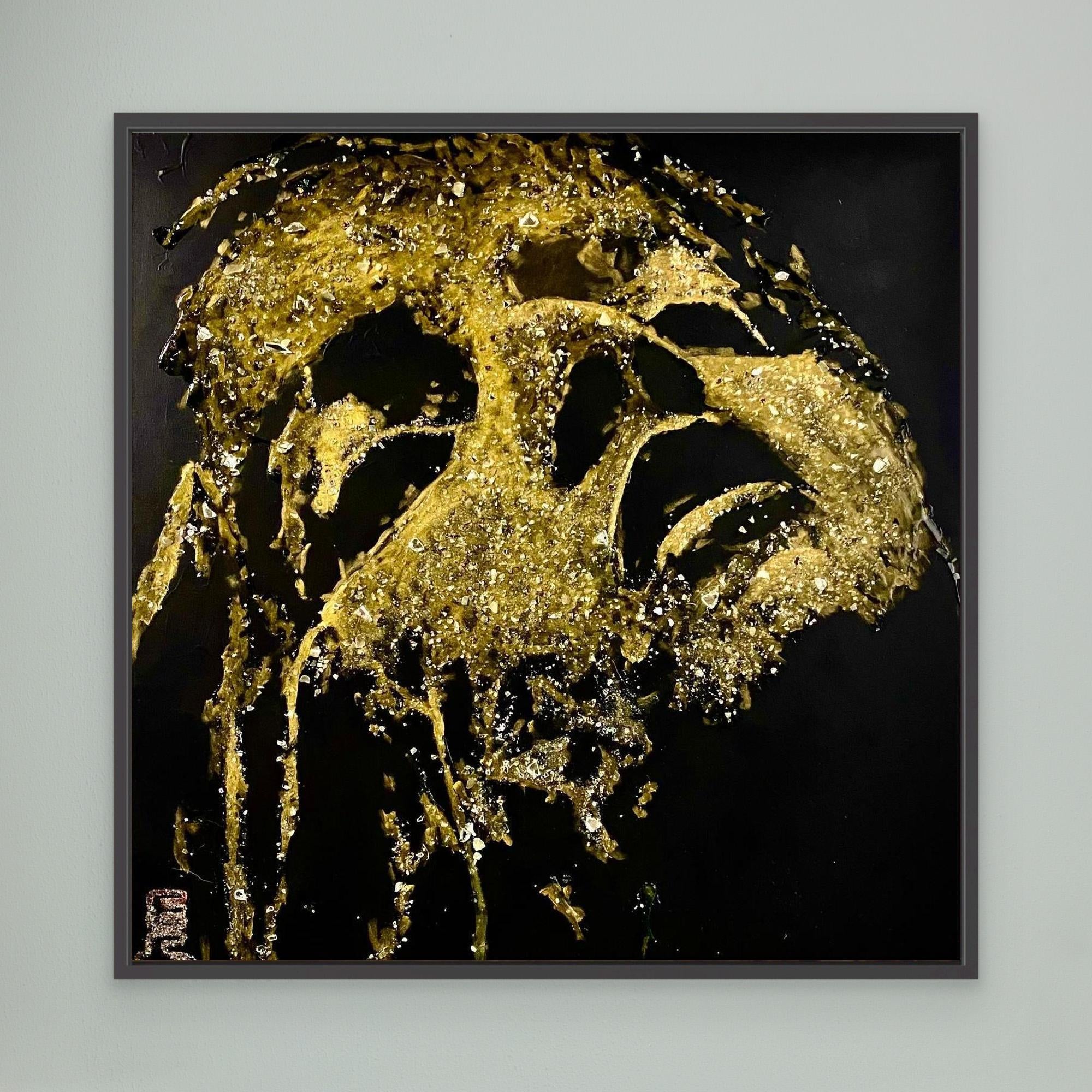 HM-ART1530- Your mask only weeps in the dark- GOLD 