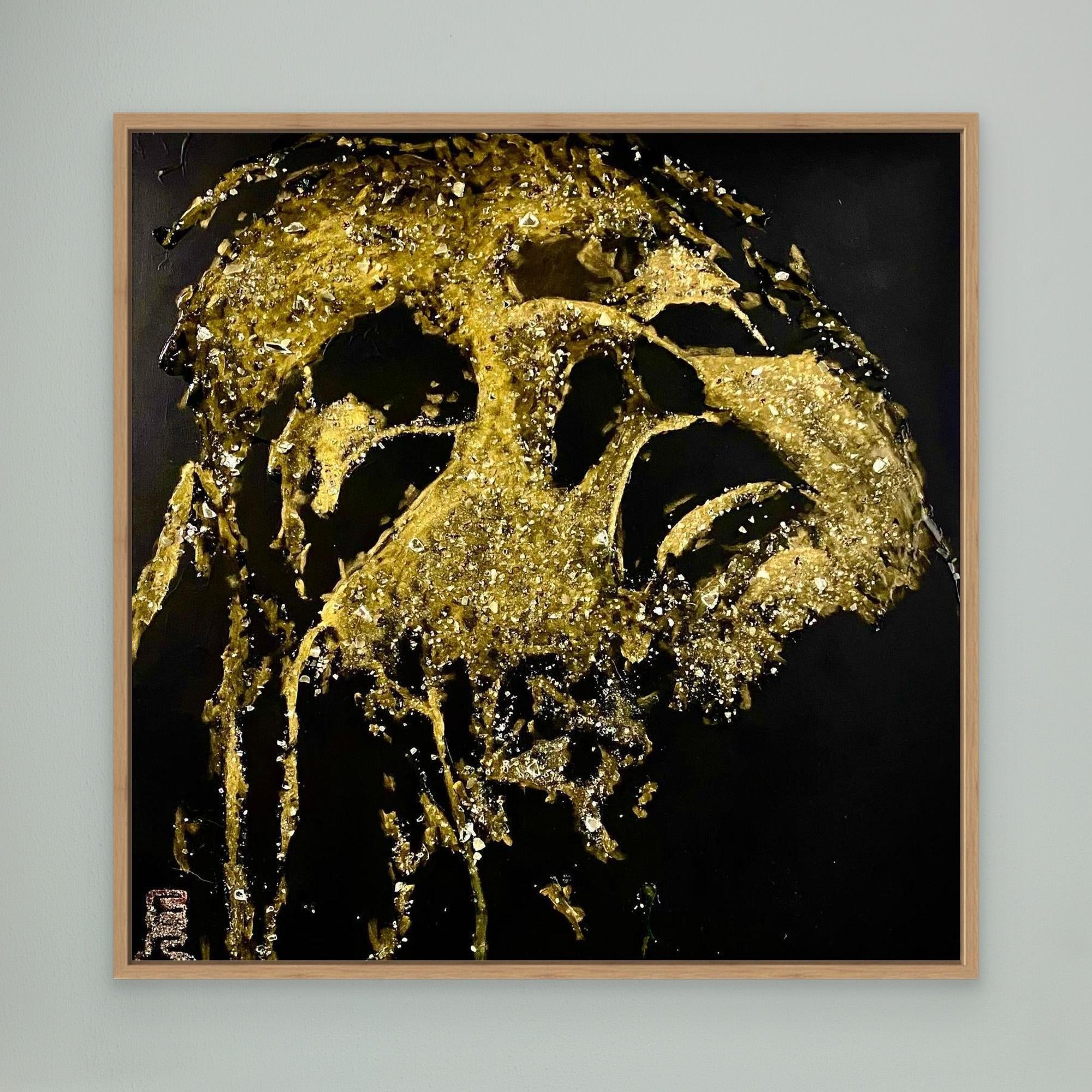 HM-ART1530- Your mask only weeps in the dark- GOLD 
