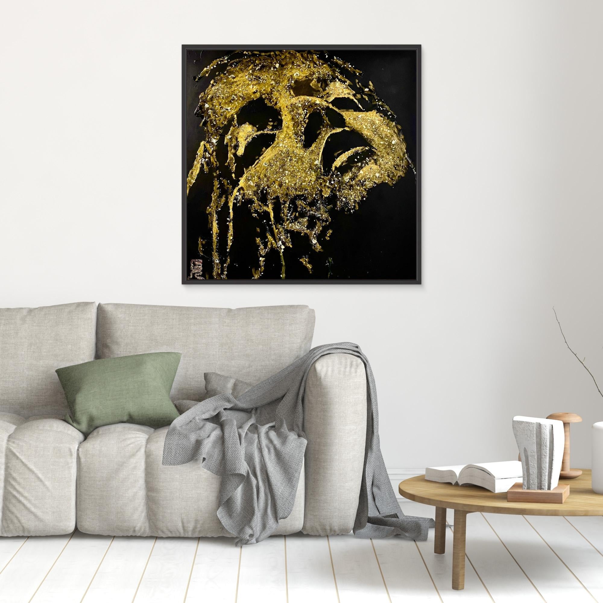 HM-ART1530- Your mask only weeps in the dark- GOLD 
