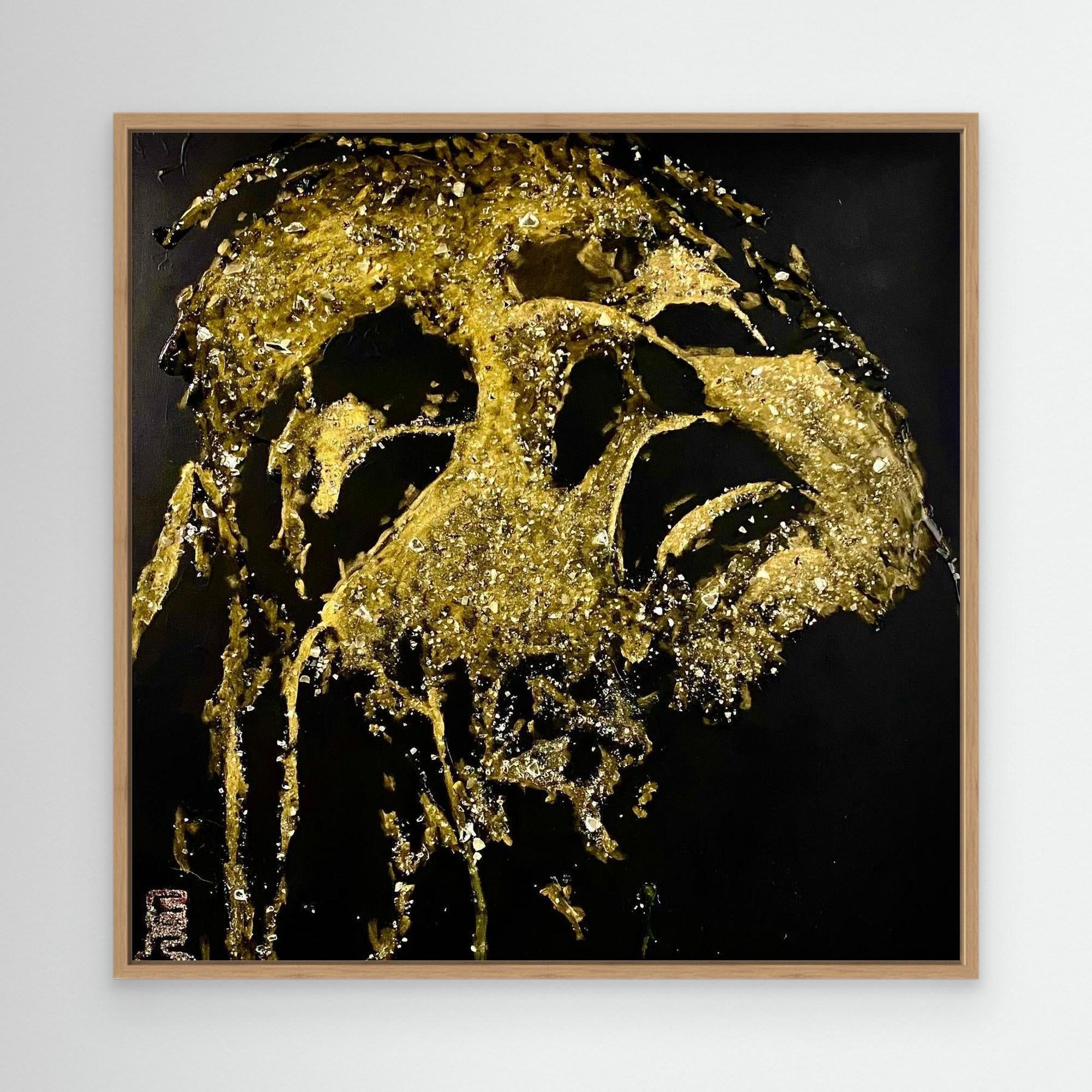 HM-ART1530- Your mask only weeps in the dark- GOLD 