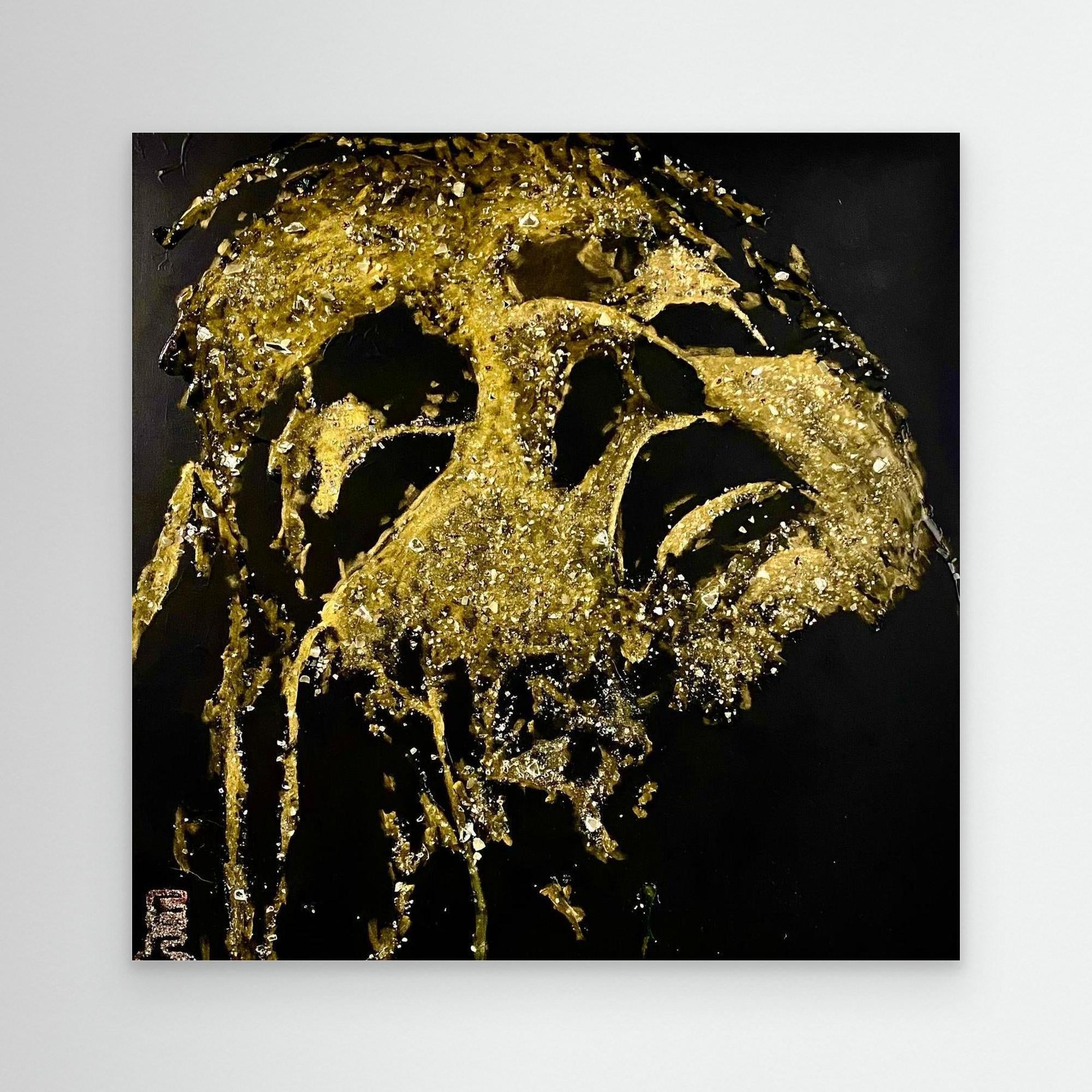HM-ART1530- Your mask only weeps in the dark- GOLD 