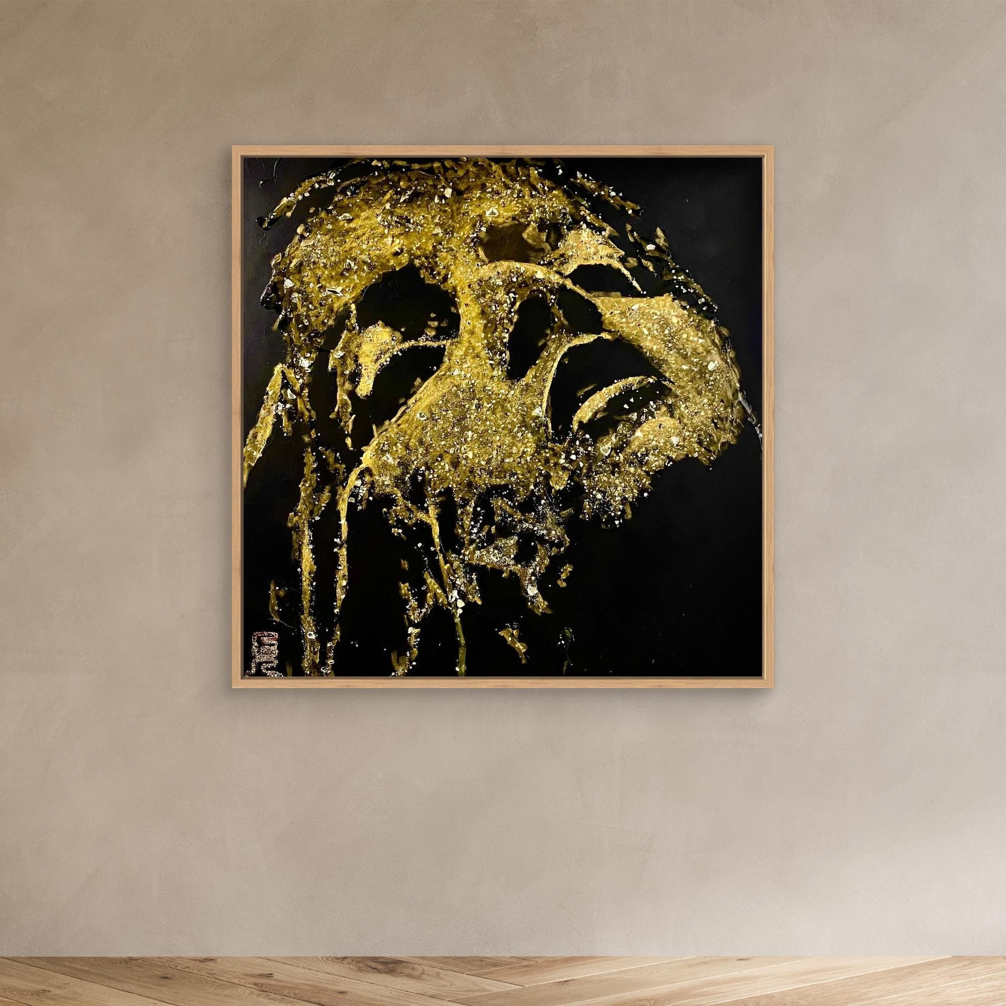 HM-ART1530- Your mask only weeps in the dark- GOLD 