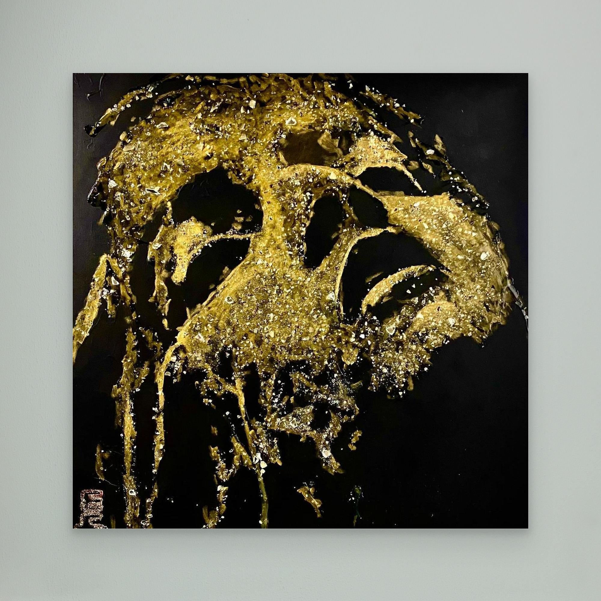 HM-ART1530- Your mask only weeps in the dark- GOLD 
